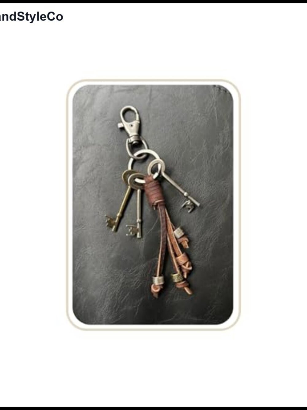 Western Leather Tassel Keychain Antique Skeleton Key Bag Charm
